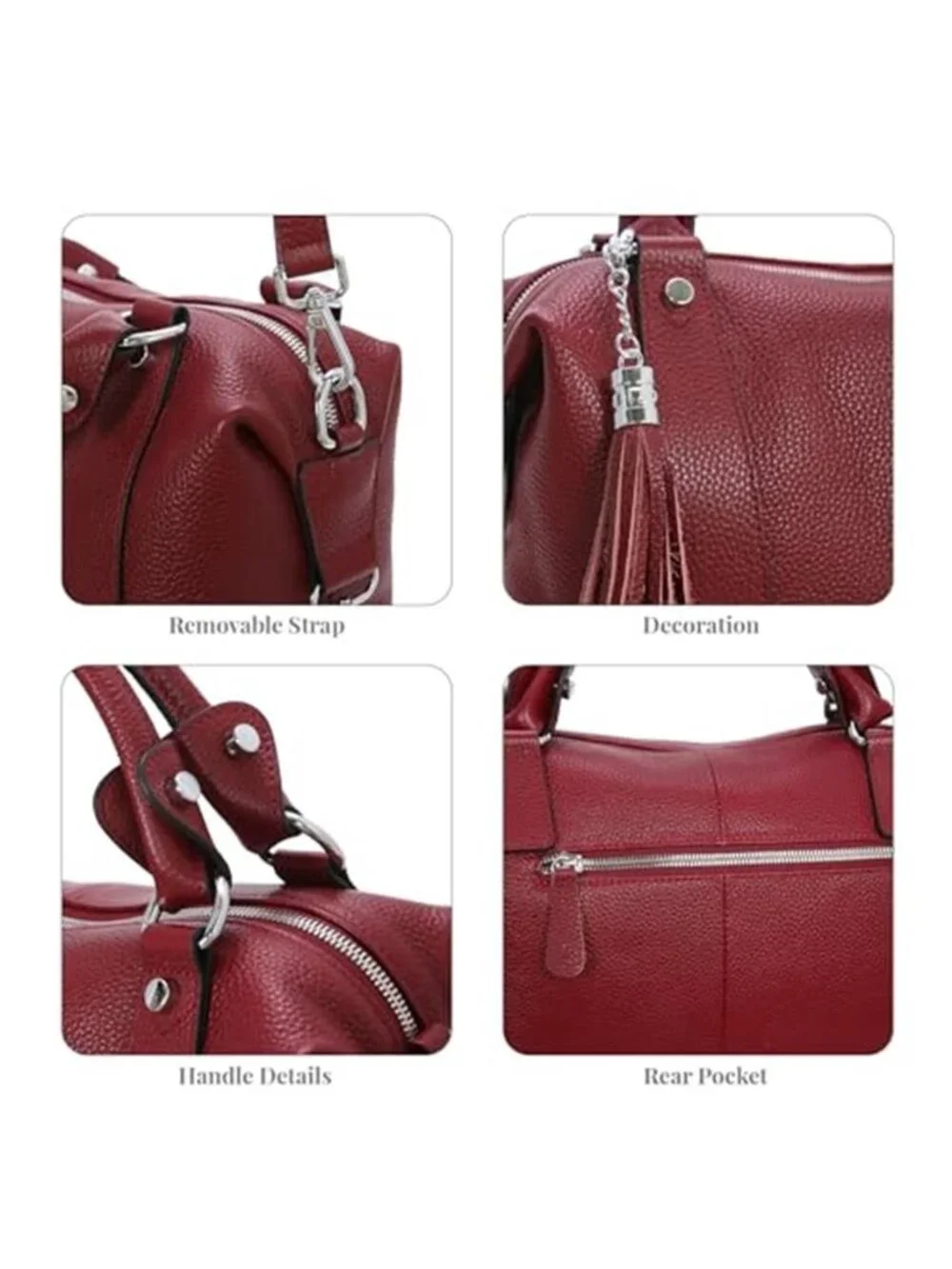 Womens Genuine Leather Purse Satchel Tote Crossbody Handbag Wine Shoulder Bag